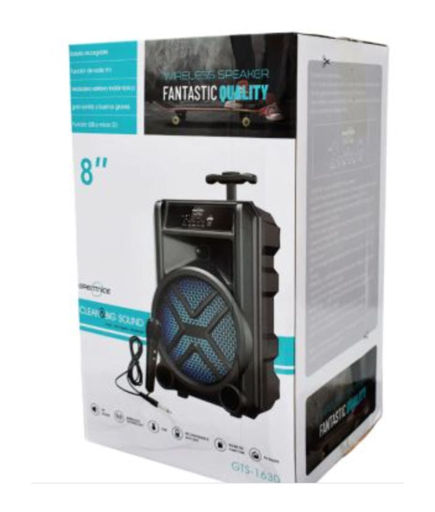 Boxa bluetooth Portabila GTS 1630, difuzor 8 inch, 200w, karaoke, bass puternic + Microfon, 200 W, USB, Micro SD, Radio FM, Aux, la doar 149 ron redus de la 399!