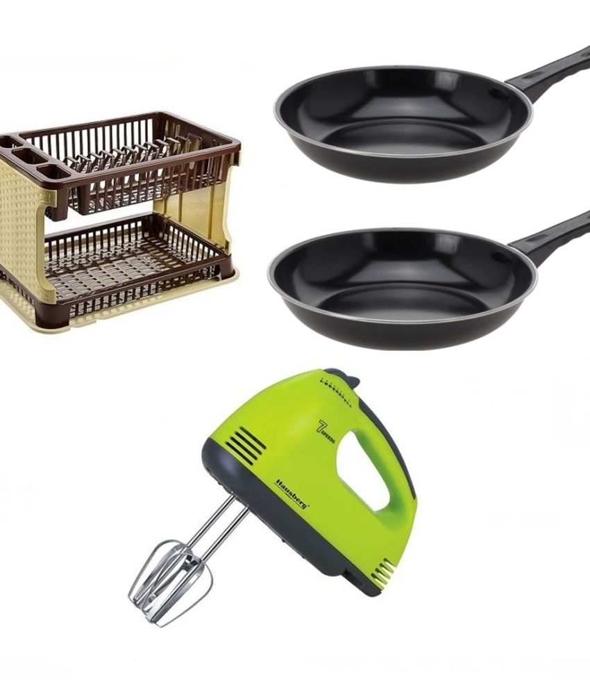 Tigai teflon, set de 2 piese + Suport de vase ratan + Mixer electric, 7 viteze, 4 palete!