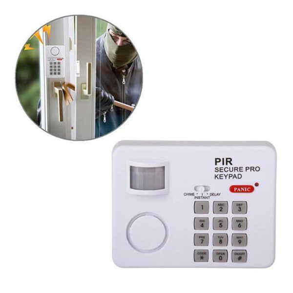 Alarma wireless cu senzor de miscare si cod de blocare, deblocare, buton de panica