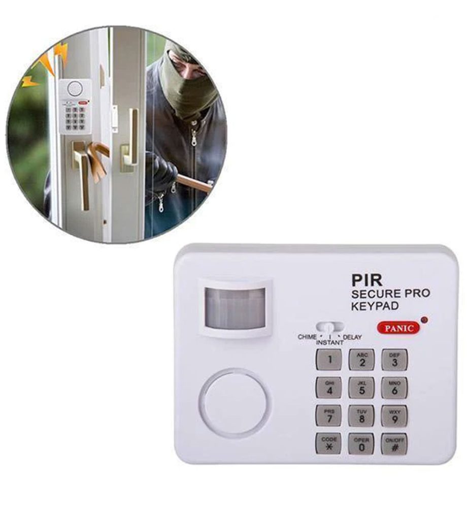 Alarma wireless cu senzor de miscare si cod de blocare, deblocare, buton de panica