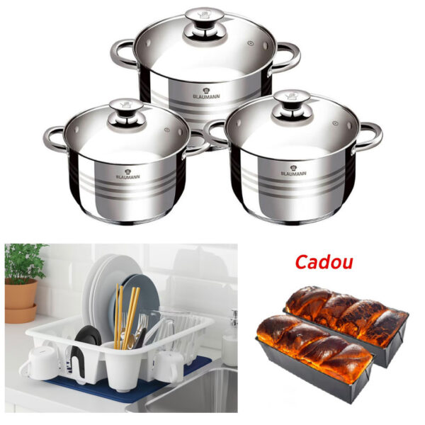 Oale 6 Piese inox Blaumann Flexi Line, 3 straturi + Uscator de vase, alb + CADOU 2 Tavi de cozonac!
