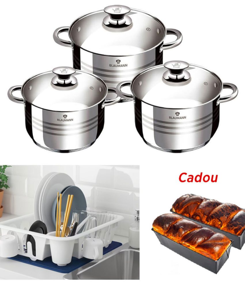 Oale 6 Piese inox Blaumann Flexi Line, 3 straturi + Uscator de vase, alb + CADOU 2 Tavi de cozonac!
