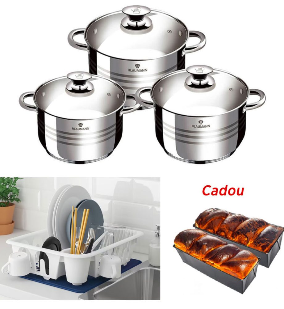 Oale 6 Piese inox Blaumann Flexi Line, 3 straturi + Uscator de vase, alb + CADOU 2 Tavi de cozonac!