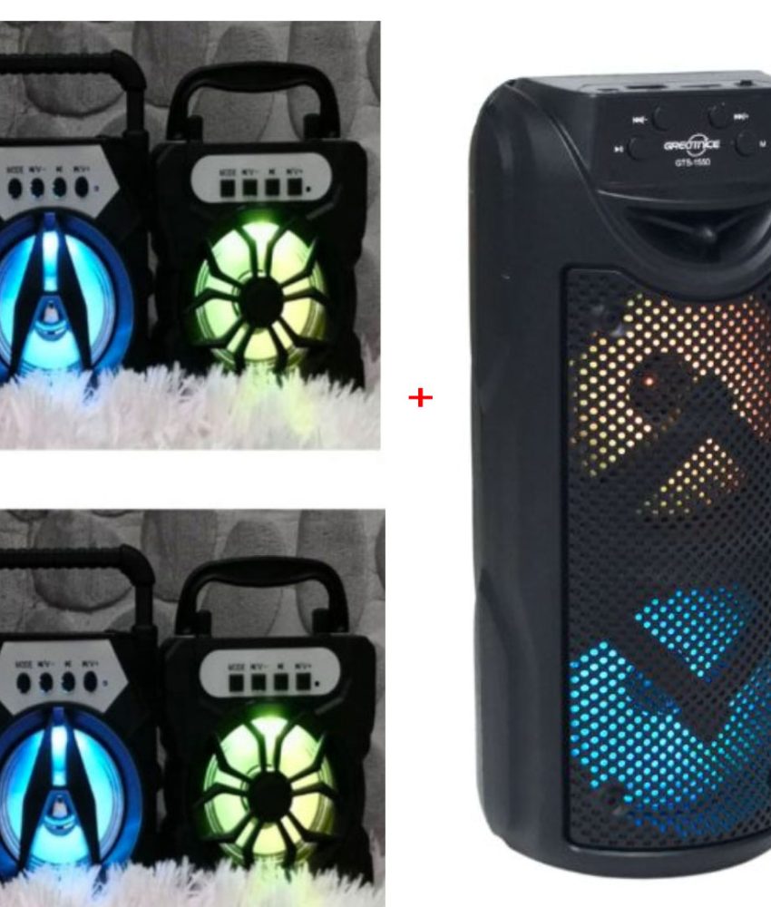 Boxa Portabila Bluetooth GTS 1550, Micri SD, USB, Leduri, 100W + CADOU 1 Boxa cu Bluetooth, Radio si Leduri!