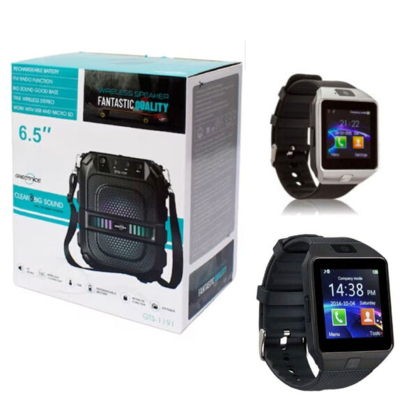 Boxa portabila, GTS-1191, cu Bluetooth, Wireless, difuzor 6.5”, Bluetooth, Extra Bass + Ceas Inteligent, conectare bluetooth!