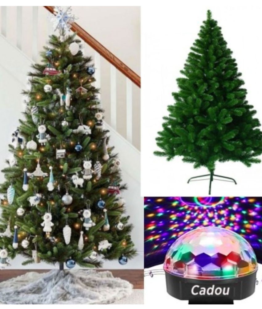 Brad artificial complet impodobit cu globuri, beteala, instalatie luminoasa + CADOU Glob disco cu led RGB si lumini rotative!