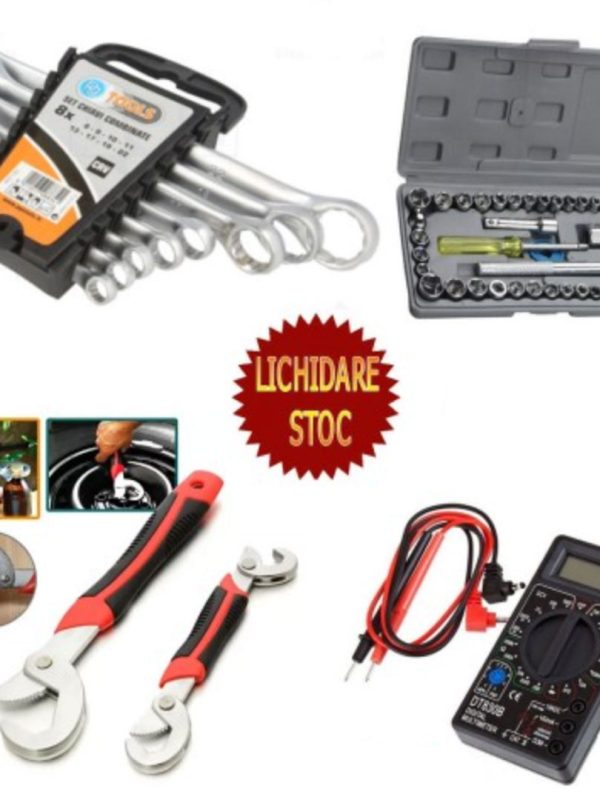 Chei fixe CHROME, set 8 piese + Trusa 40 chei cu clichet reversibil inclus + Set 2 Chei Snap n Grip + CADOU un multimetru!