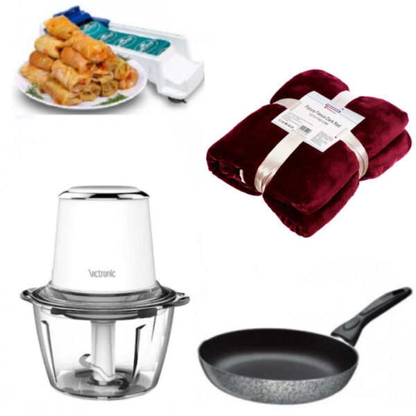Robot Electric Chopper/Tocator, Pentru Toate Tipurile De Alimente + Tigaie teflon Delis 24cm + Aparat de facut sarmale + CADOU Patura pufoasa fleece!