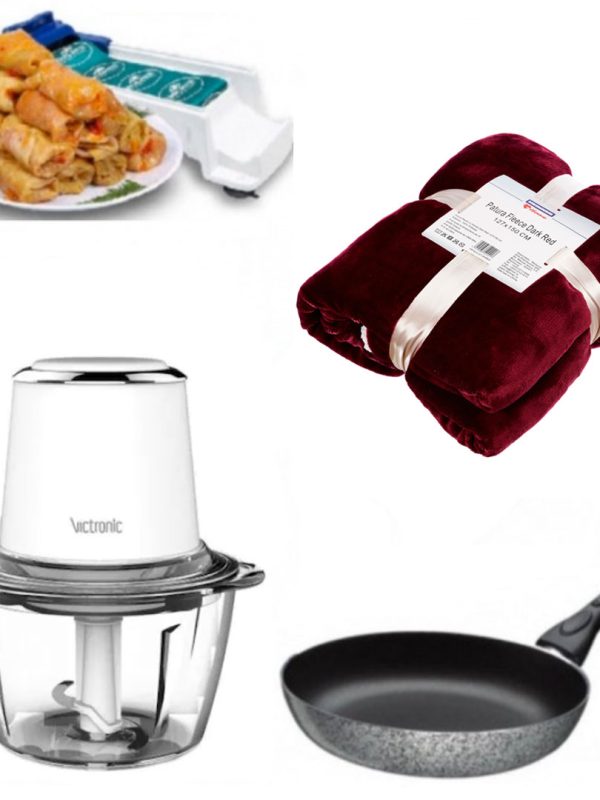 Robot Electric Chopper/Tocator, Pentru Toate Tipurile De Alimente + Tigaie teflon Delis 24cm + Aparat de facut sarmale + CADOU Patura pufoasa fleece!