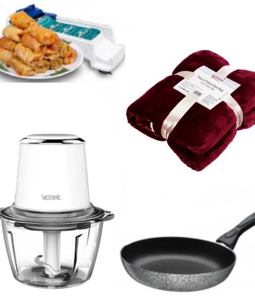 Robot Electric Chopper/Tocator, Pentru Toate Tipurile De Alimente + Tigaie teflon Delis 24cm + Aparat de facut sarmale + CADOU Patura pufoasa fleece!