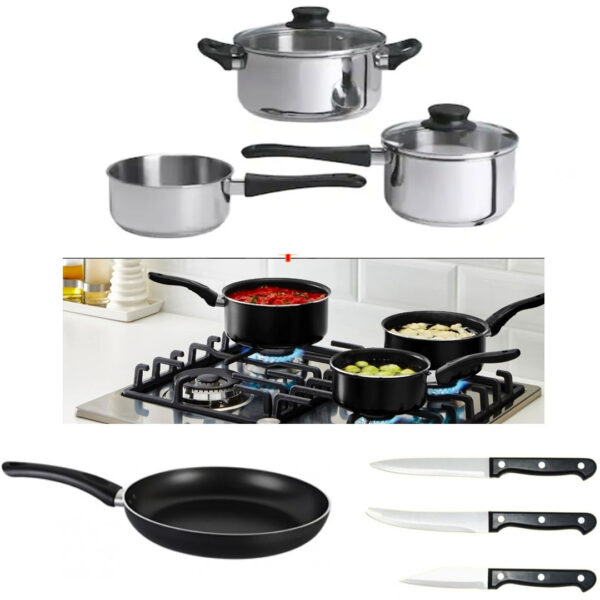 Oale Inox 5 piese + Capace + Set 3 Cratite Teflon + CADOU o tigaie Teflon! La 2 oferte comandate ai un set de cutite inox