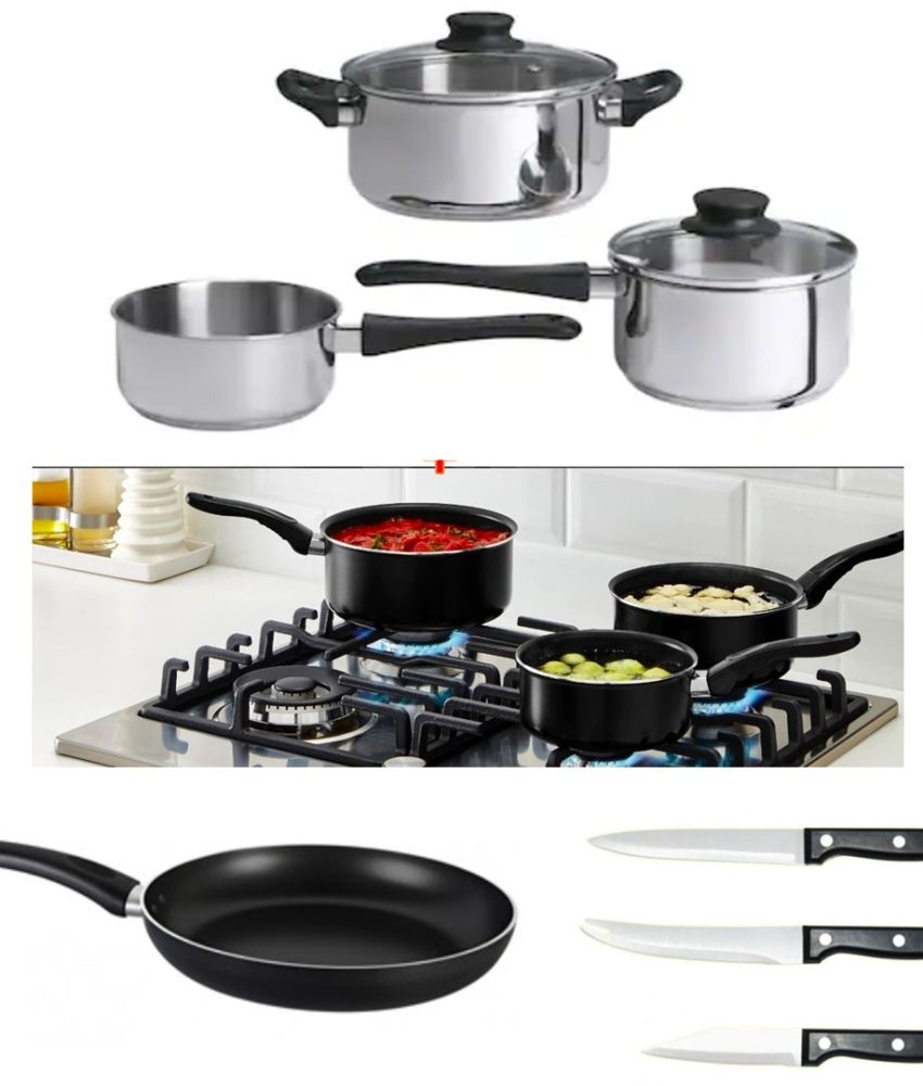 Oale Inox 5 piese + Capace + Set 3 Cratite Teflon + CADOU o tigaie Teflon! La 2 oferte comandate ai un set de cutite inox