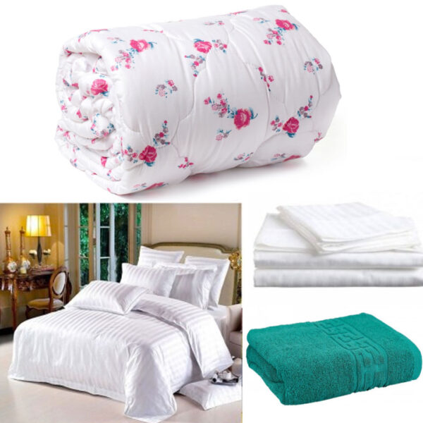Pilota Luxury pentru pat Matrimonial, 180x210cm + Lenjerie de Pat 4 piese Damasc, bumbac Policoton + CADOU Prosop de baie Eco, pufos, bumbac 100%, 140x70cm!