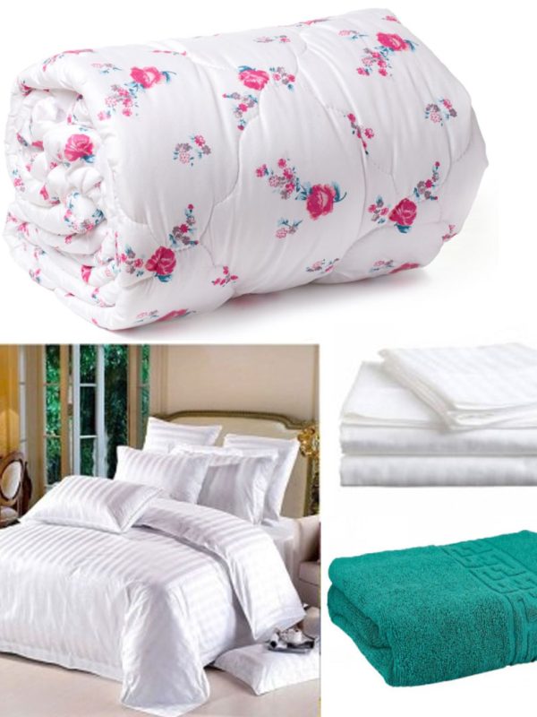 Pilota Luxury pentru pat Matrimonial, 180x210cm + Lenjerie de Pat 4 piese Damasc, bumbac Policoton + CADOU Prosop de baie Eco, pufos, bumbac 100%, 140x70cm!