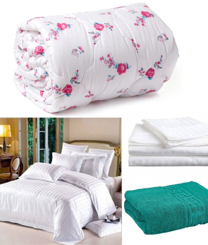 Pilota Luxury pentru pat Matrimonial, 180x210cm + Lenjerie de Pat 4 piese Damasc, bumbac Policoton + CADOU Prosop de baie Eco, pufos, bumbac 100%, 140x70cm!