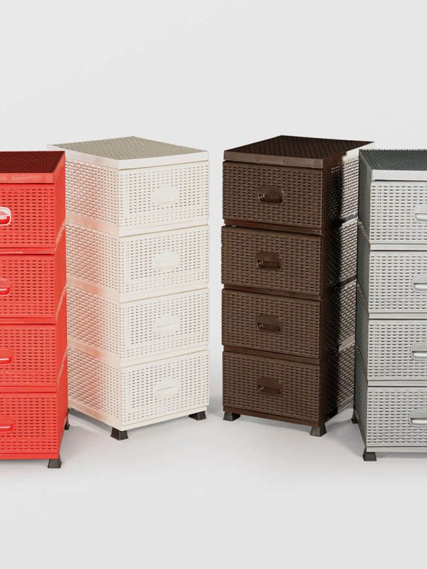 Dulap depozitare, universal, RATAN, 4 sertare, diferite culori!