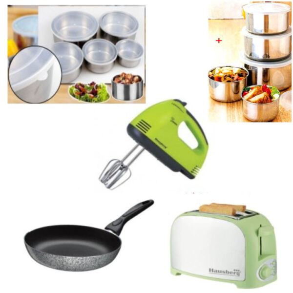 Mixer electric, 7 viteze + Tigaie teflon + Prajitor de paine + Cadou Set vase inox 10 piese