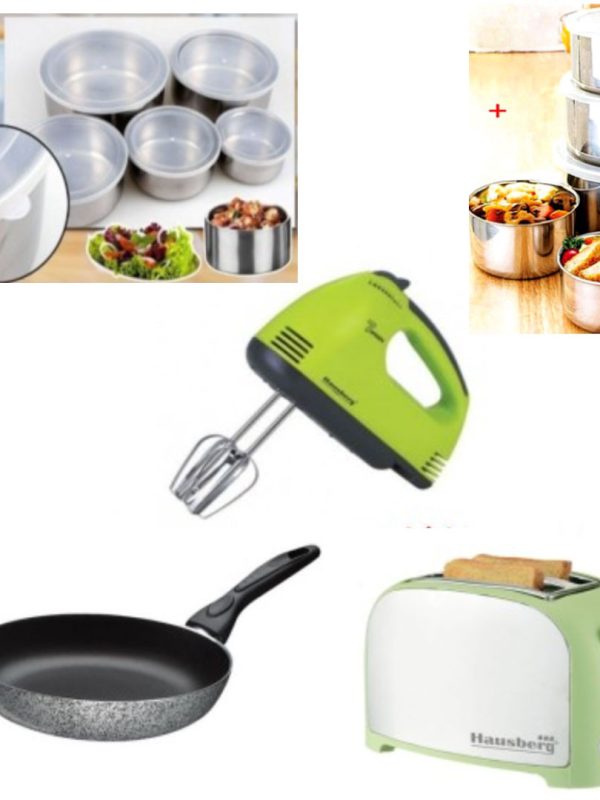 Mixer electric, 7 viteze + Tigaie teflon + Prajitor de paine + Cadou Set vase inox 10 piese