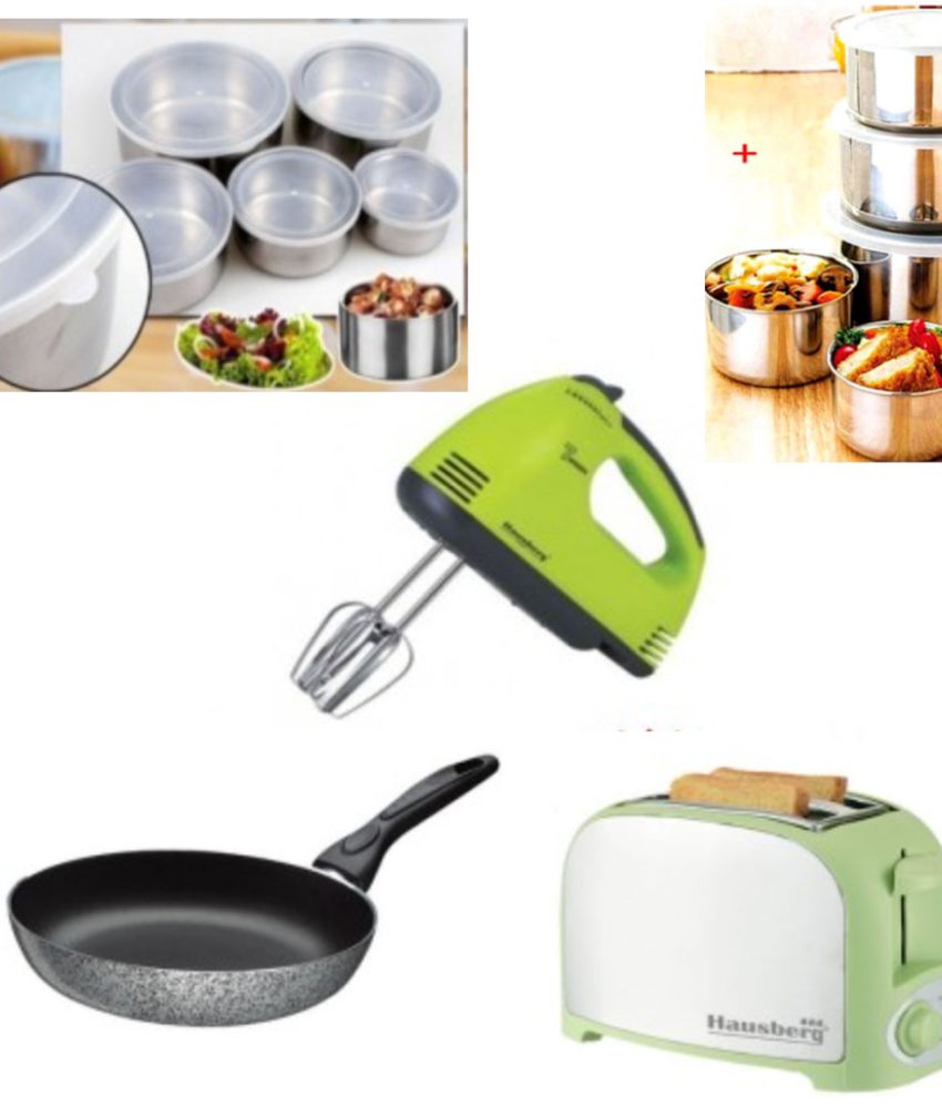 Mixer electric, 7 viteze + Tigaie teflon + Prajitor de paine + Cadou Set vase inox 10 piese