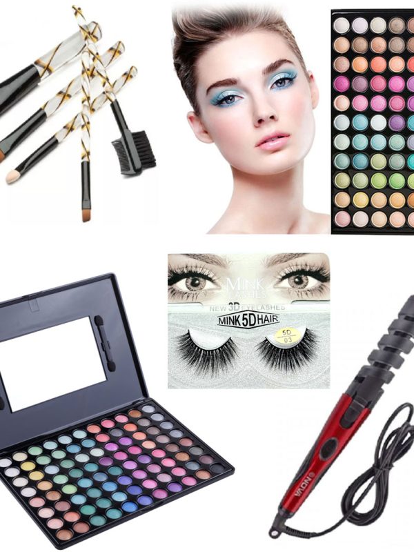 Ondulator profesional ceramica pentru bucle perfecte+ trusa farduri cu oglinda, 88 nuante mate si sidefate+ trusa profesionala 5 pensule+ Gene false 3D!