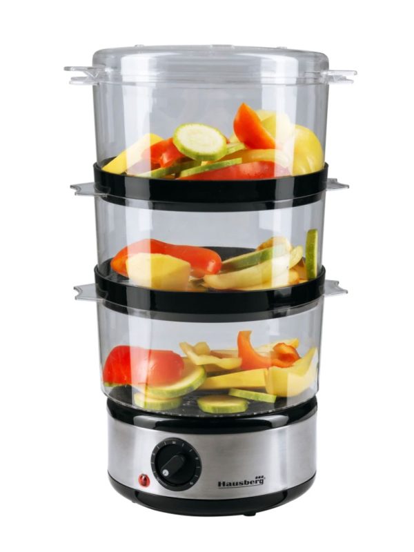 Aparat de gatit cu aburi Hausberg HB-1355, capacitate 7.2L, 400W, pe 3 nivele