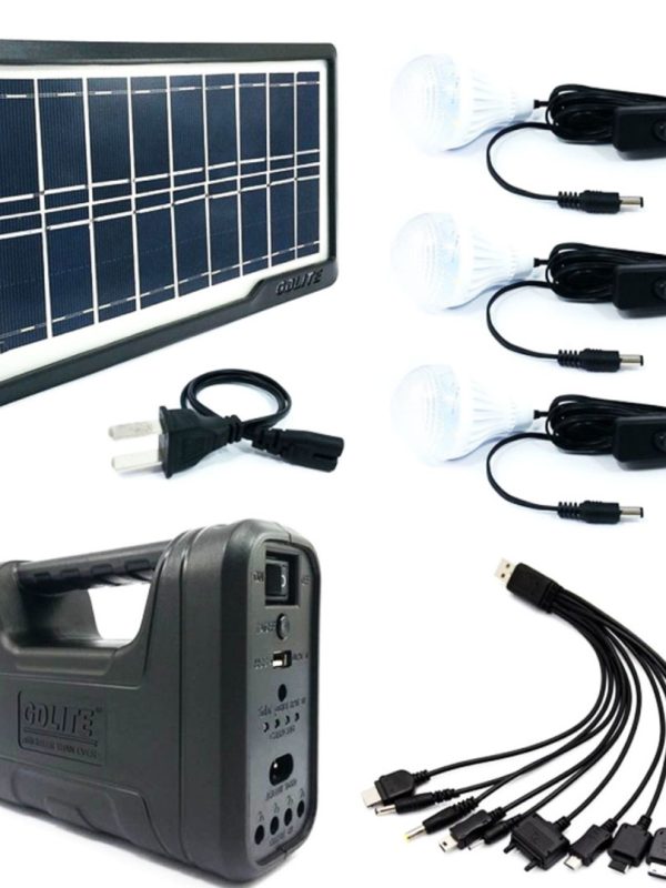 Kit alimentare curent cu Panou Solar + 3 Becuri cu acumulator reincarcabil, USB, Lanterna Led!