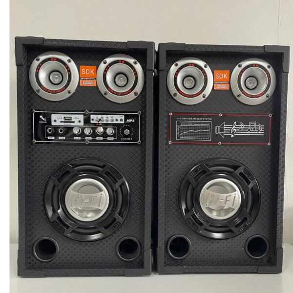 Sistem Audio Profesional 2 Boxe SDK LT-601, Bluetooth, Microfon, Telecomanda, Bass