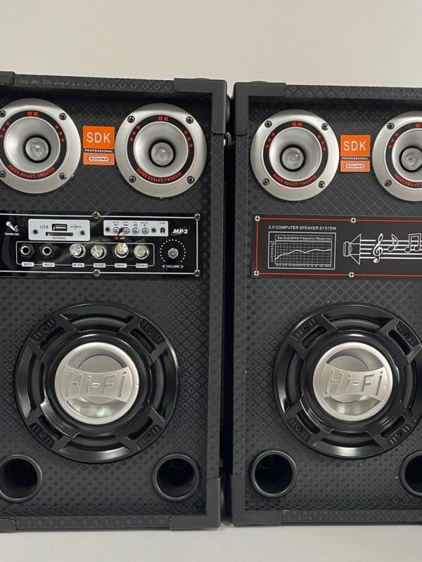 Sistem Audio Profesional 2 Boxe SDK LT-601, Bluetooth, Microfon, Telecomanda, Bass