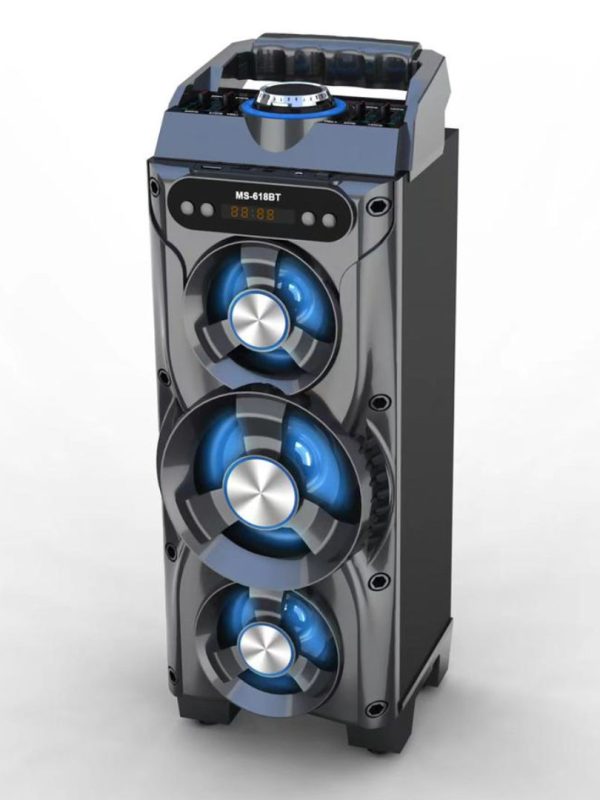 NOU! Boxa Bluetooth cu 3 difuzoare, MS 618BT, Wifi, Radio, Mp3, 100W, USB, leduri