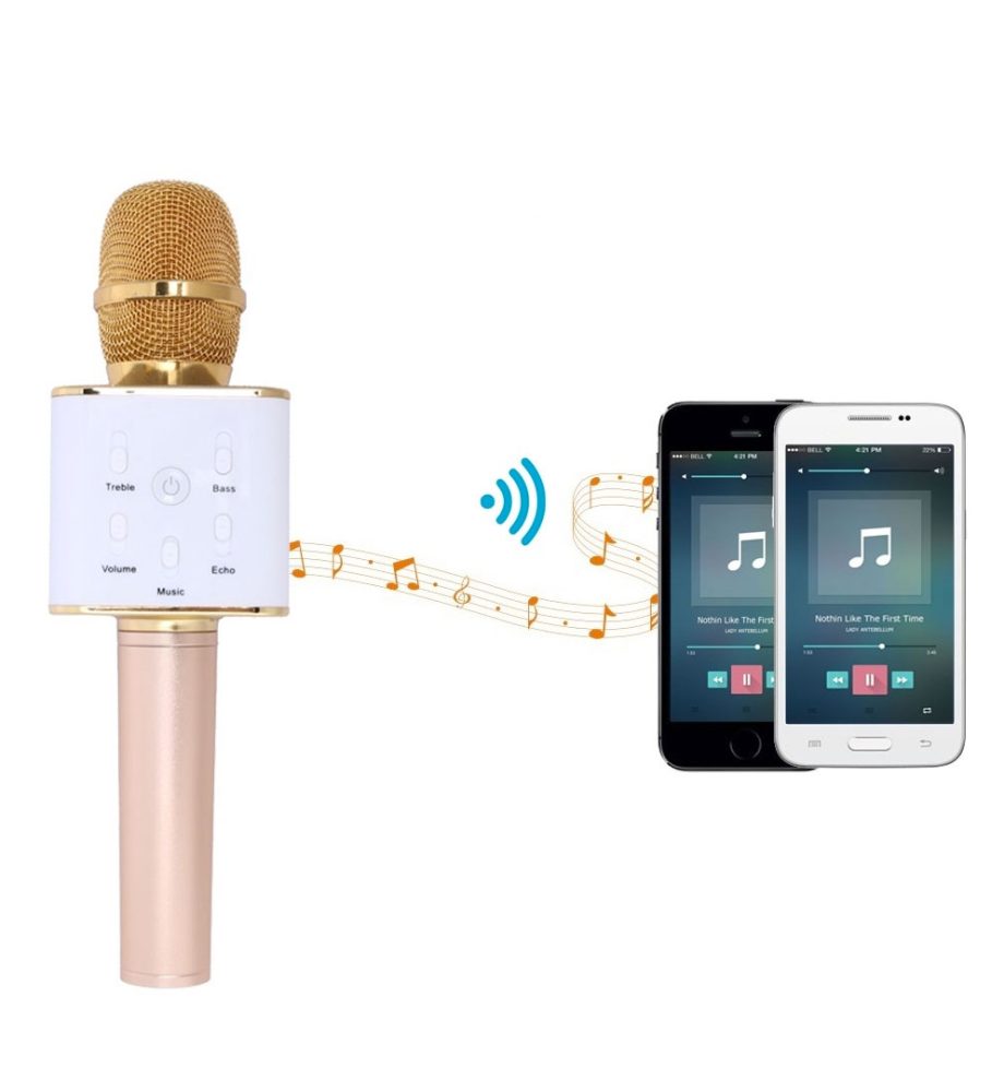 Microfon Karaoke Wireless, Bluetooth, Q7-M2, cu Boxa inclusa!