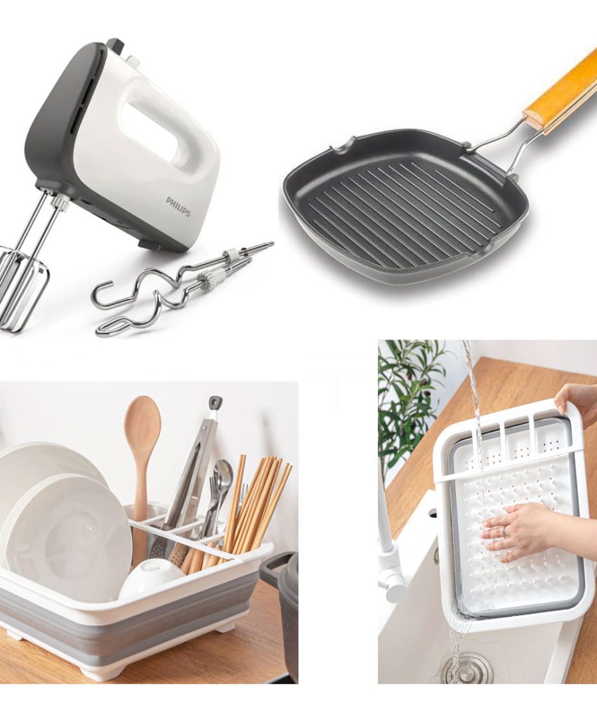 Mixer electric, 7 viteze + Tigaie grill, antiaderenta, cu maner ergonomic, pliabil si detasabil + Scurgator vase cu suport pahare!