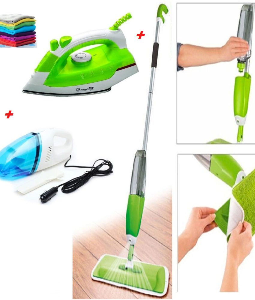 Mop cu pulverizator 2 in 1 Super Spray + Fier de calcat cu aburi ULTRA SLIDE + Aspirator portabil