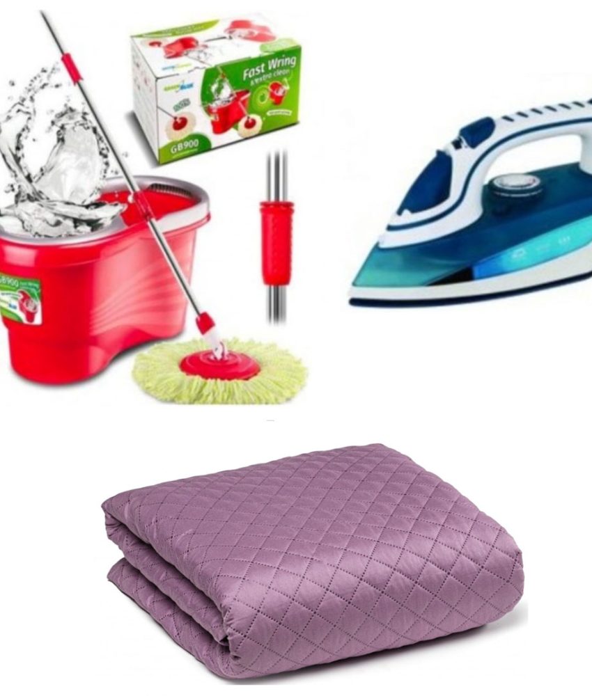 Mop Rotativ cu Galeata Hurricane Spin + FIER de Calcat cu abur + Cuvertura dublu trafic 200/220, diferite culori