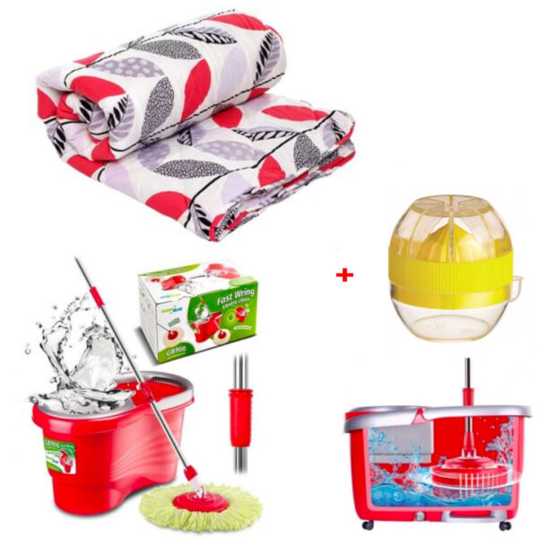 Mop Rotativ Profesional Hurricane Spin cu Galeata + Pilota Luxury Matlasata, groasa, pentru pat dublu!