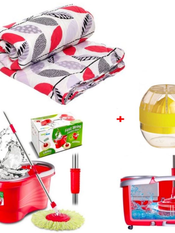 Mop Rotativ Profesional Hurricane Spin cu Galeata + Pilota Luxury Matlasata, groasa, pentru pat dublu!