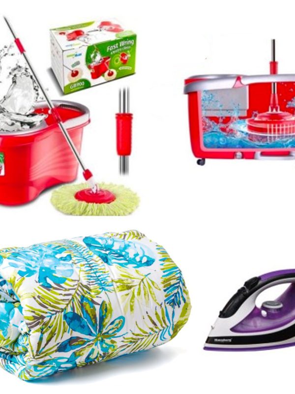 Pilota Deluxe toamna-iarna pentru pat dublu 180/210cm, diferite modele + Mop Rotativ Profesional Hurricane Spin cu Galeata + Cadou Fier de calcat cu abur Ultra Slide!