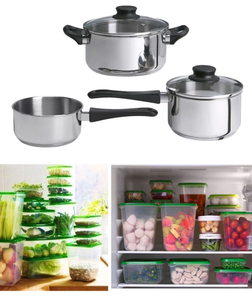 Oale inox cu capace + 17 caserole cu capace + CADOU tel electric bucatarie