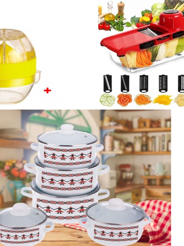 Oale si cratite 10 piese, model traditional + Razatoare 6 in 1 pentru legume Wire Cutter + Cadou 1 Storcator de citrice!