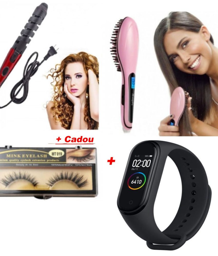 CEAS INTELIGENT Rezistent la apa, Bluetooth, Functii medicale + Set Ondulator Ceramica pentru bucle perfecte + Perie Electrica de intins parul + Set Gene false Cadou!