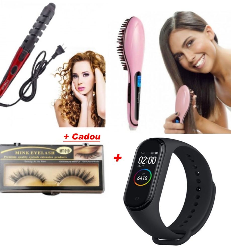 CEAS INTELIGENT Rezistent la apa, Bluetooth, Functii medicale + Set Ondulator Ceramica pentru bucle perfecte + Perie Electrica de intins parul + Set Gene false Cadou!