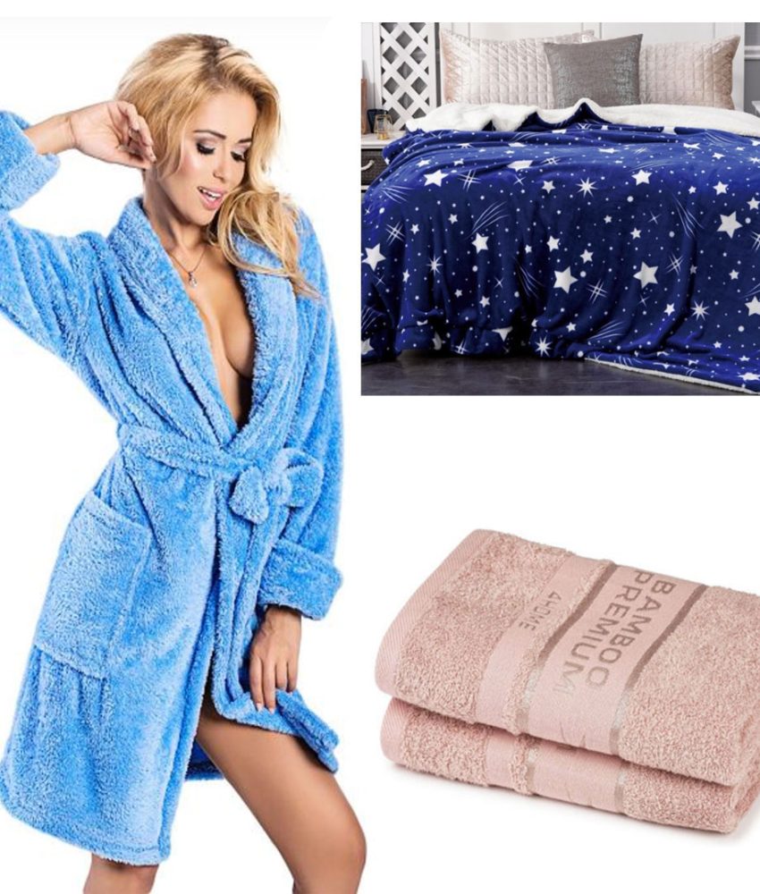 Patura pufoasa si calduroasa, cocolino, 200/220 + Halat de baie bumbac 100%, diferite culori + Cadou Set 2 prosoape baie, bbc Eco, 50x100cm!