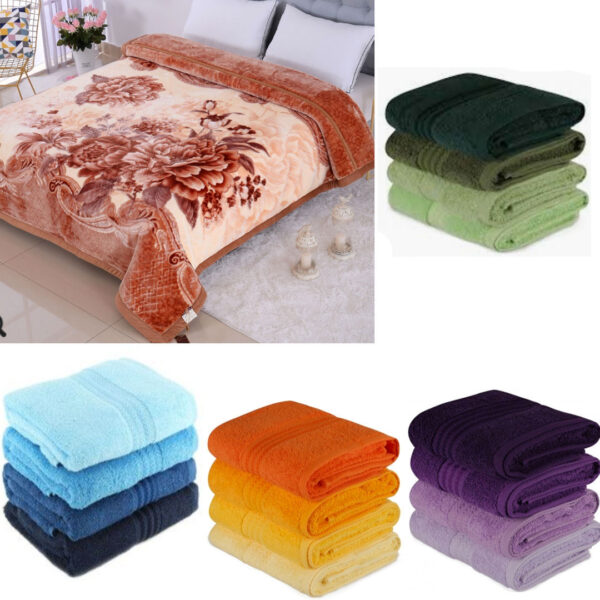 Patura Soft Luxury, pentru pat dublu, groasa si pufoasa + Set 4 Prosoape de baie, bumbac 100%!