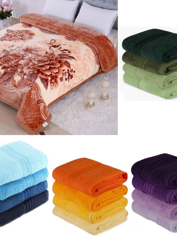 Patura Soft Luxury, pentru pat dublu, groasa si pufoasa + Set 4 Prosoape de baie, bumbac 100%!