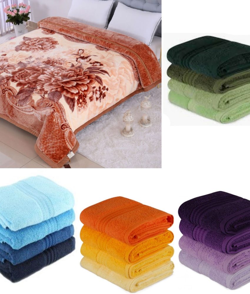 Patura Soft Luxury, pentru pat dublu, groasa si pufoasa + Set 4 Prosoape de baie, bumbac 100%!