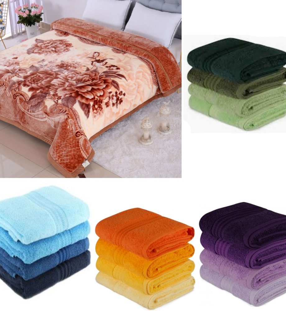 Patura Soft Luxury, pentru pat dublu, groasa si pufoasa + Set 4 Prosoape de baie, bumbac 100%!