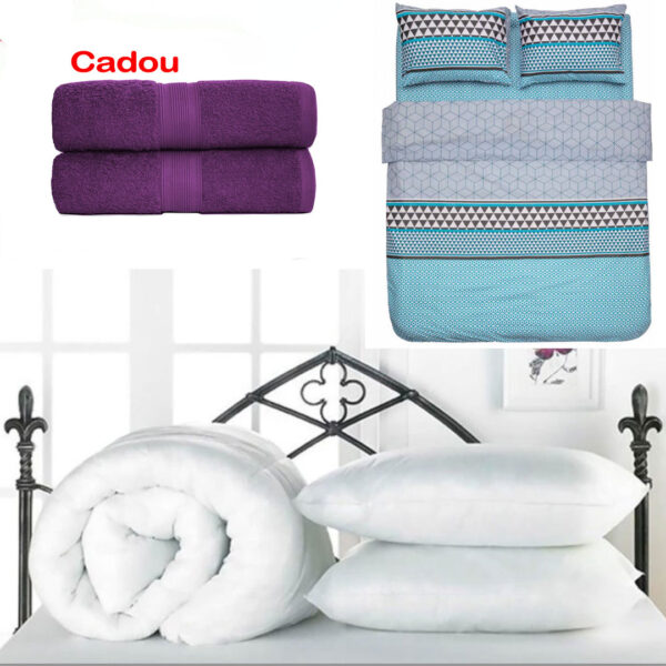 Pilota groasa de iarna, pentru pat dublu + 2 Perne 50/70cm + Lenjerie pentru pat dublu, 4 piese, Microfibra, diferite modele + Cadou Set 2 Prosoape BBC 100%