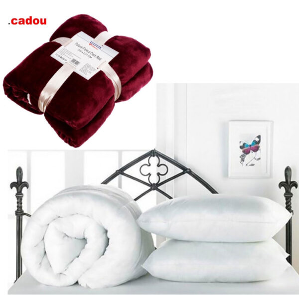 Pilota calitate premium pentru pat dublu + 2 Perne 50x70cm + Cadou 1 patura pufoasa fleece!