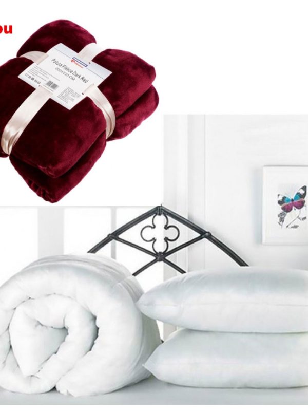 Pilota calitate premium pentru pat dublu + 2 Perne 50x70cm + Cadou 1 patura pufoasa fleece!