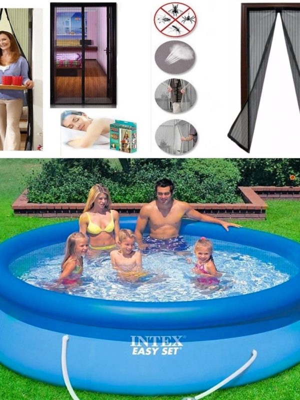 Piscina gonflabila, rotunda, BestWay FastSet, 244 x 61 cm, 1880 L+ CADOU Perdeaua Anti Insecte Magic Mesh cu inchidere magnetica!