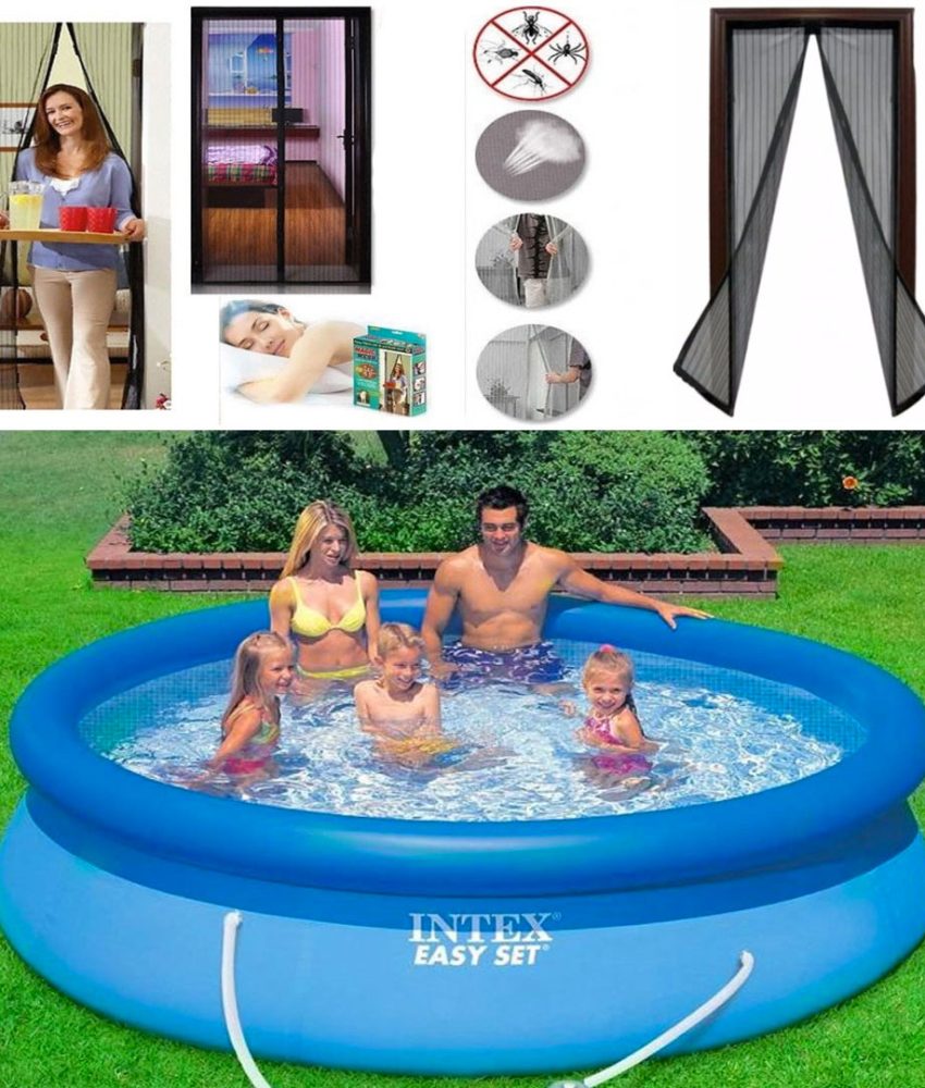 Piscina gonflabila, rotunda, BestWay FastSet, 244 x 61 cm, 1880 L+ CADOU Perdeaua Anti Insecte Magic Mesh cu inchidere magnetica!